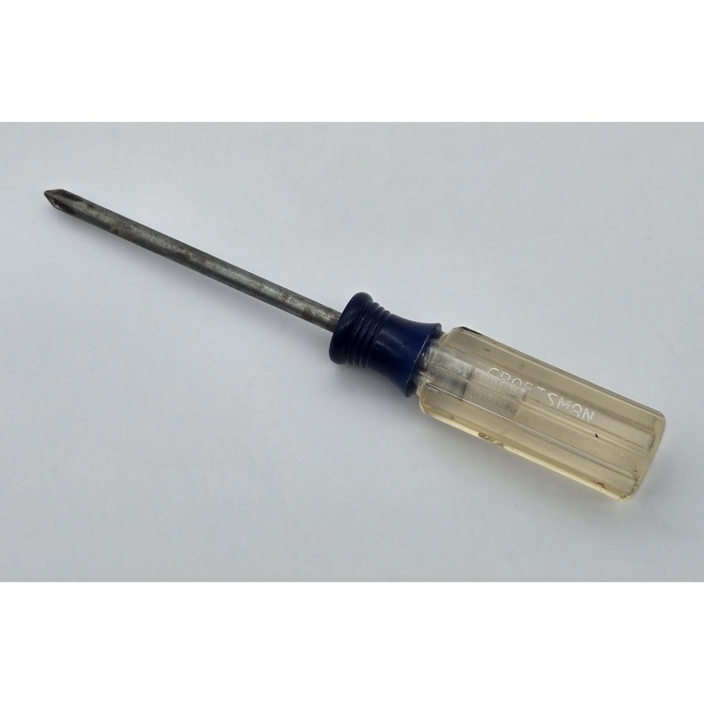 Craftsman Phillips Screwdriver P1 USA Clear Handle Blue Band Vintage Hand Tool